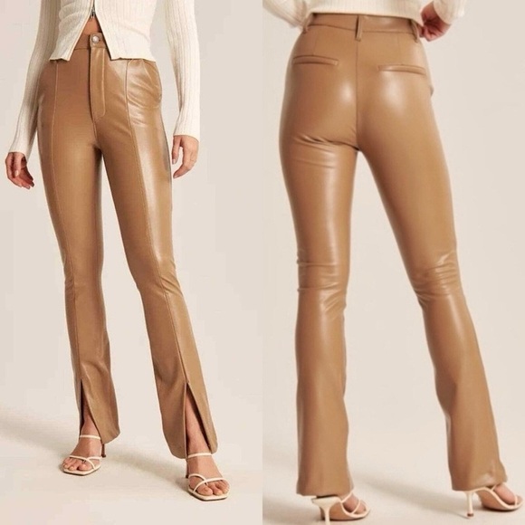 Abercrombie & Fitch Pants - Abercrombie & Fitch Vegan Leather The Skinny Ultra High Split Hem Rise Pants